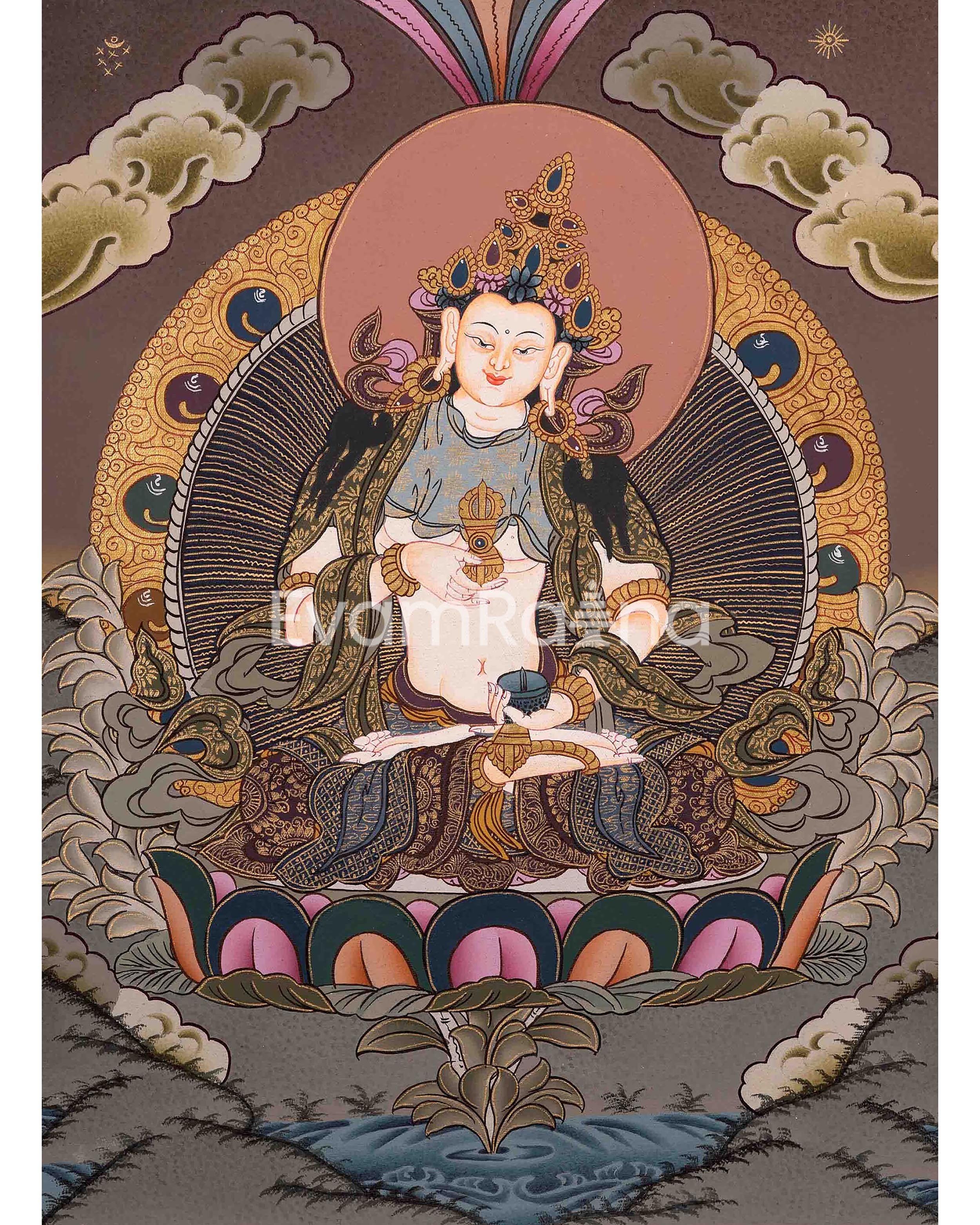 Original Hand-Painted Dorje Sempa Yab Yum Thangka | Dorje Vajra Dorje | Fine Thangka Painting |