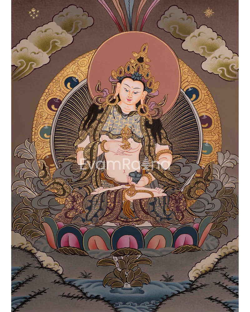 Original Hand-Painted Dorje Sempa Yab Yum Thangka | Dorje Vajra Dorje | Fine Thangka Painting |