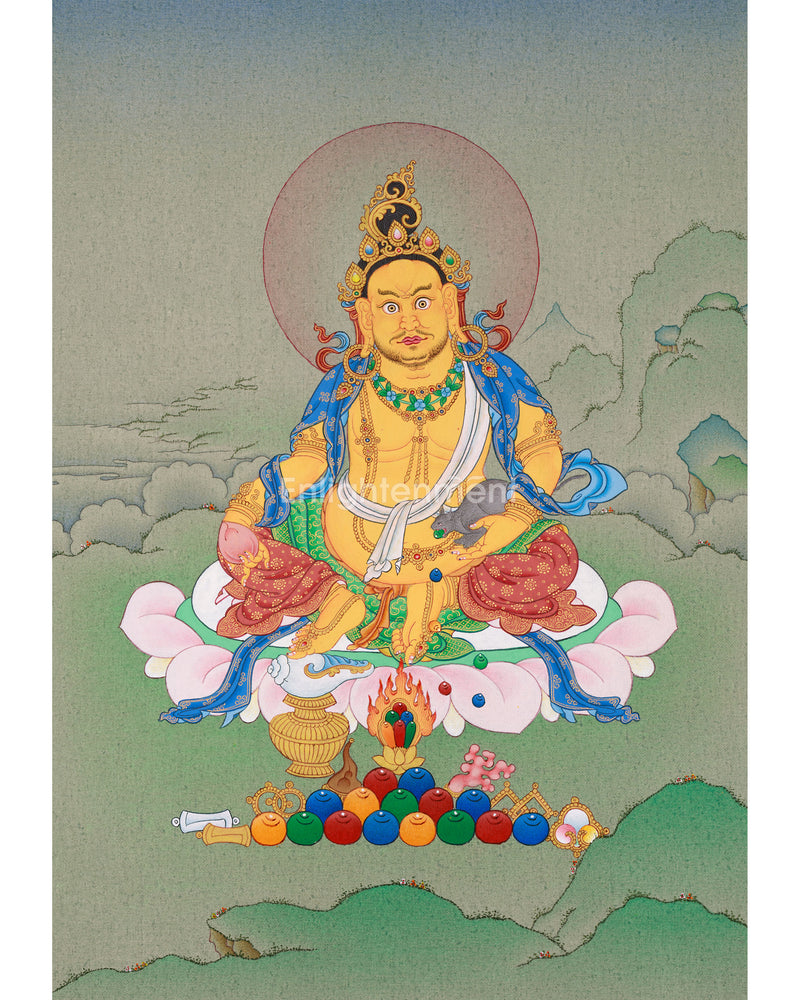 Small Dzambhala Thangka | Hand-Painted in Karma Gadri Style