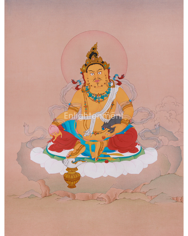 Dzambhala, God of Wealth Thangka | Tibetan Art for Financial Blessings and Spiritual Growth