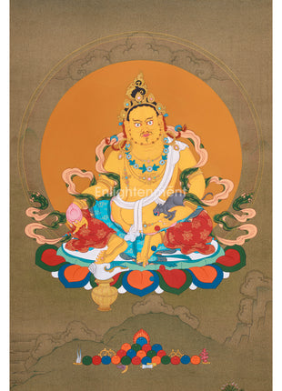 Yellow Dzambhala with Jewel Mongoose - Prosperity and Wealth