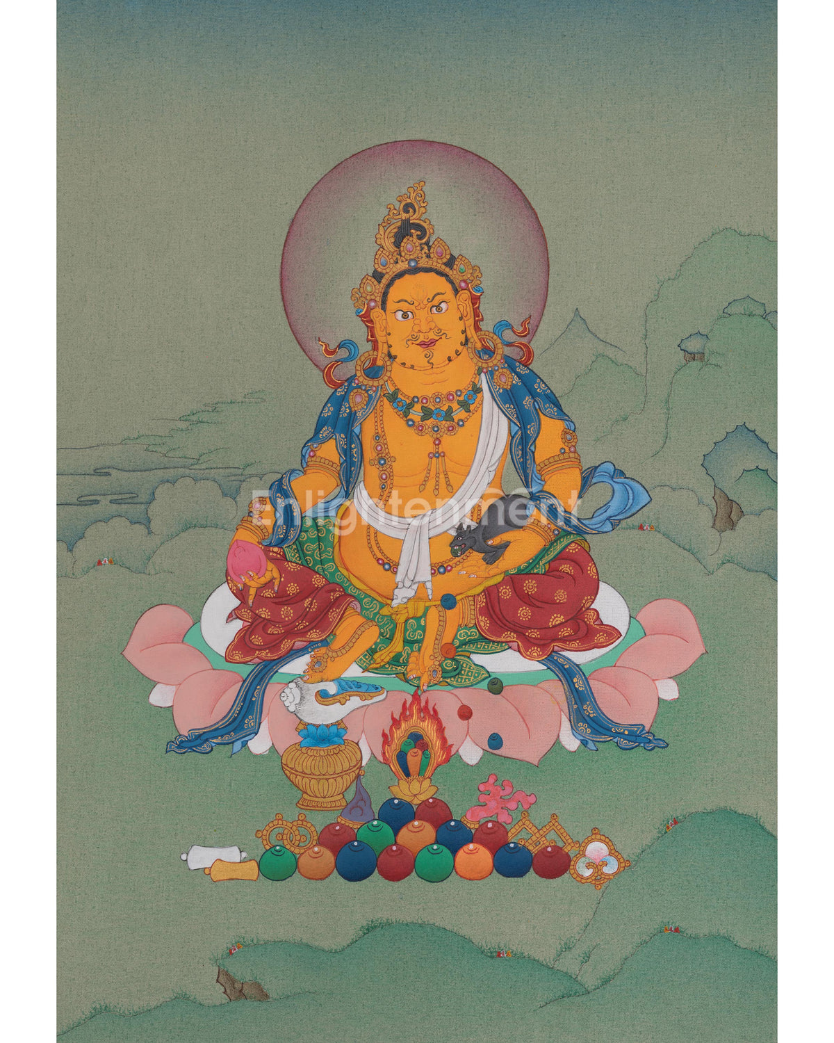 Dzambhala Symbol of Prosperity Thangka