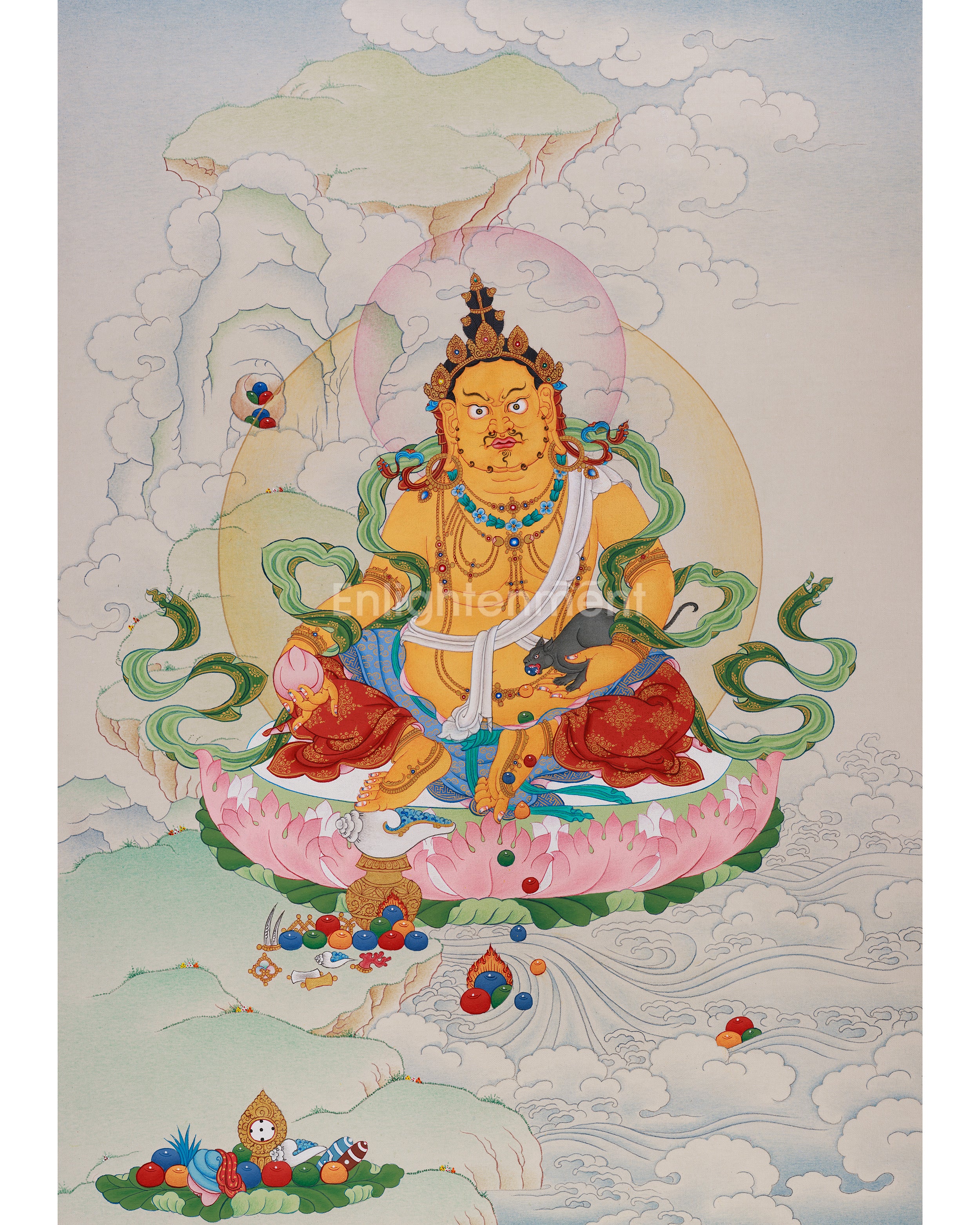 Tibetan Wealth Deity Thangka | Hand-Painted Art for Prosperity and Abundance