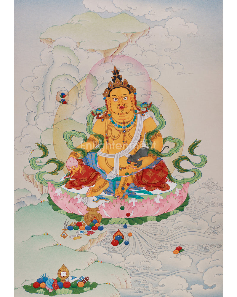 Tibetan Wealth Deity Thangka | Hand-Painted Art for Prosperity and Abundance