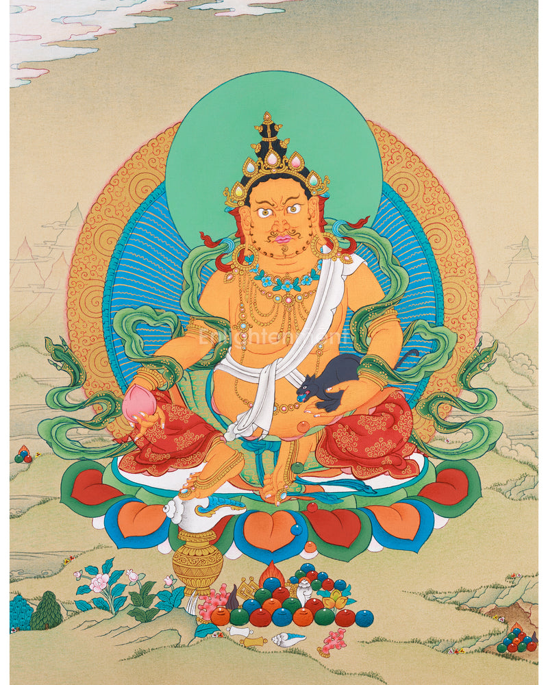 Tibetan Buddhist Deity of Wealth Art | Dzambhala Painting