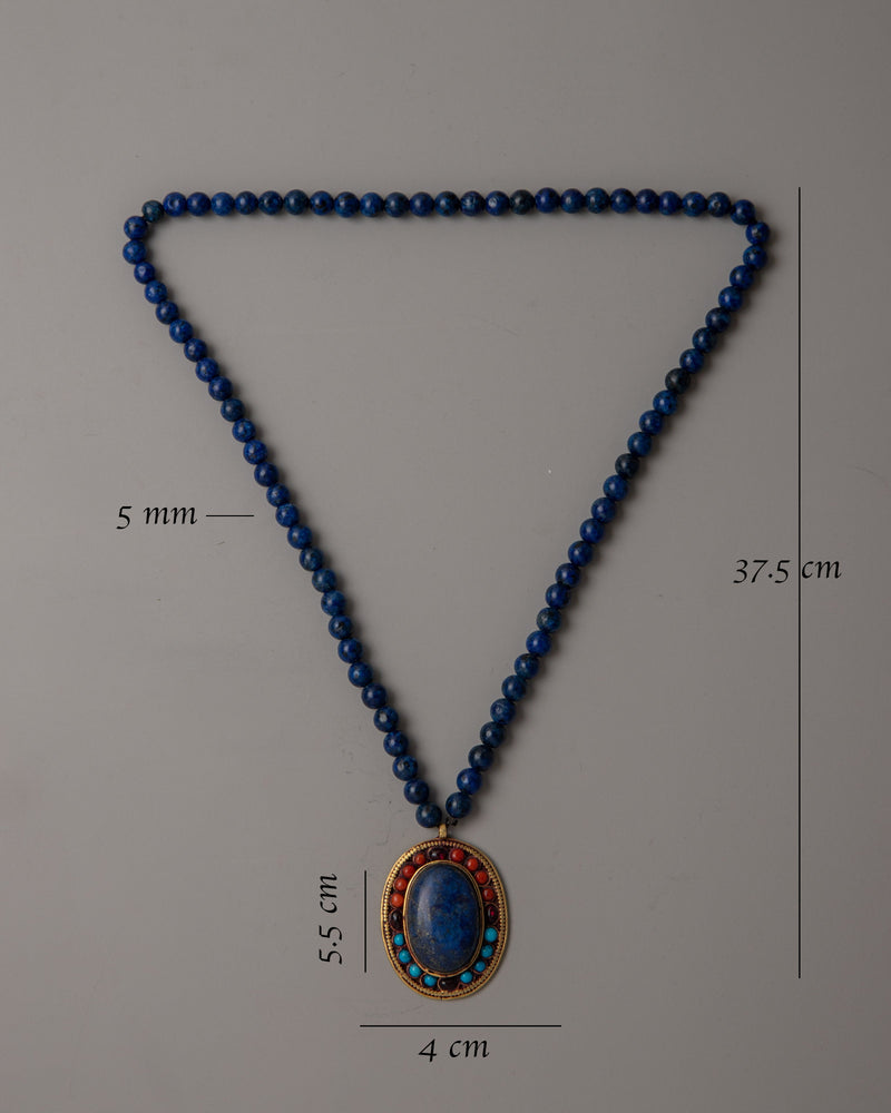 Lapis Lazuli Bead Necklace |  Bead Necklace for Timeless Sophistication