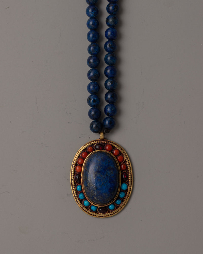 Lapis Lazuli Bead Necklace |  Bead Necklace for Timeless Sophistication