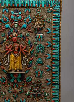 Chenrezig Copper Wall Hanging | Divine Embodiment of Compassion and Spiritual Beauty