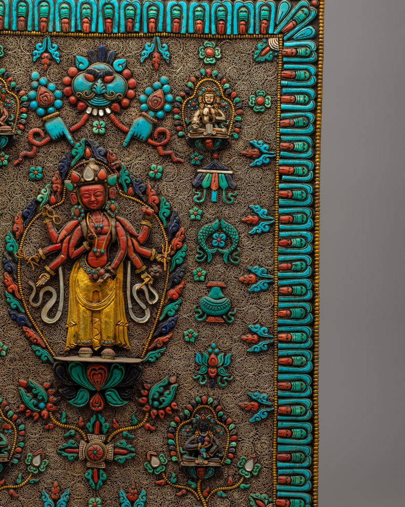 Chenrezig Copper Wall Hanging | Divine Embodiment of Compassion and Spiritual Beauty