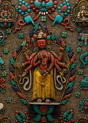Chenrezig Copper Wall Hanging | Divine Embodiment of Compassion and Spiritual Beauty