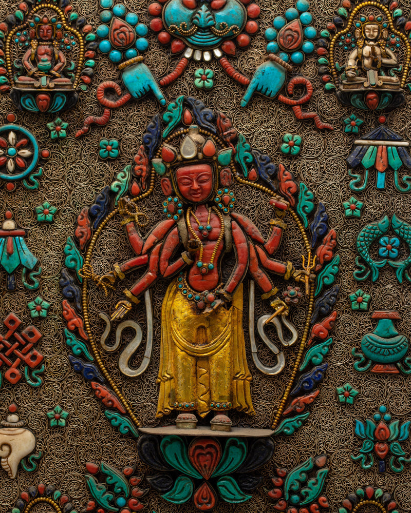 Chenrezig Copper Wall Hanging | Divine Embodiment of Compassion and Spiritual Beauty