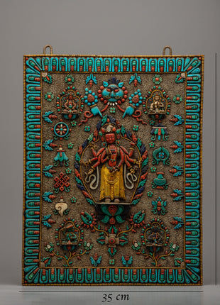 Chenrezig Copper Wall Hanging | Divine Embodiment of Compassion and Spiritual Beauty