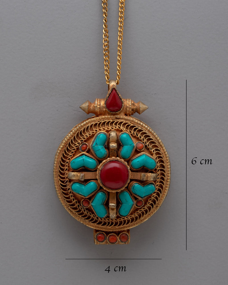 Double Vajra Ghau Box Prayer Locket | andcrafted Tibetan Buddhist Amulet