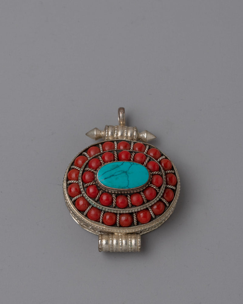 Tibetan Jewelry Ghau Box Locket | Handcrafted Spiritual Silver Plated