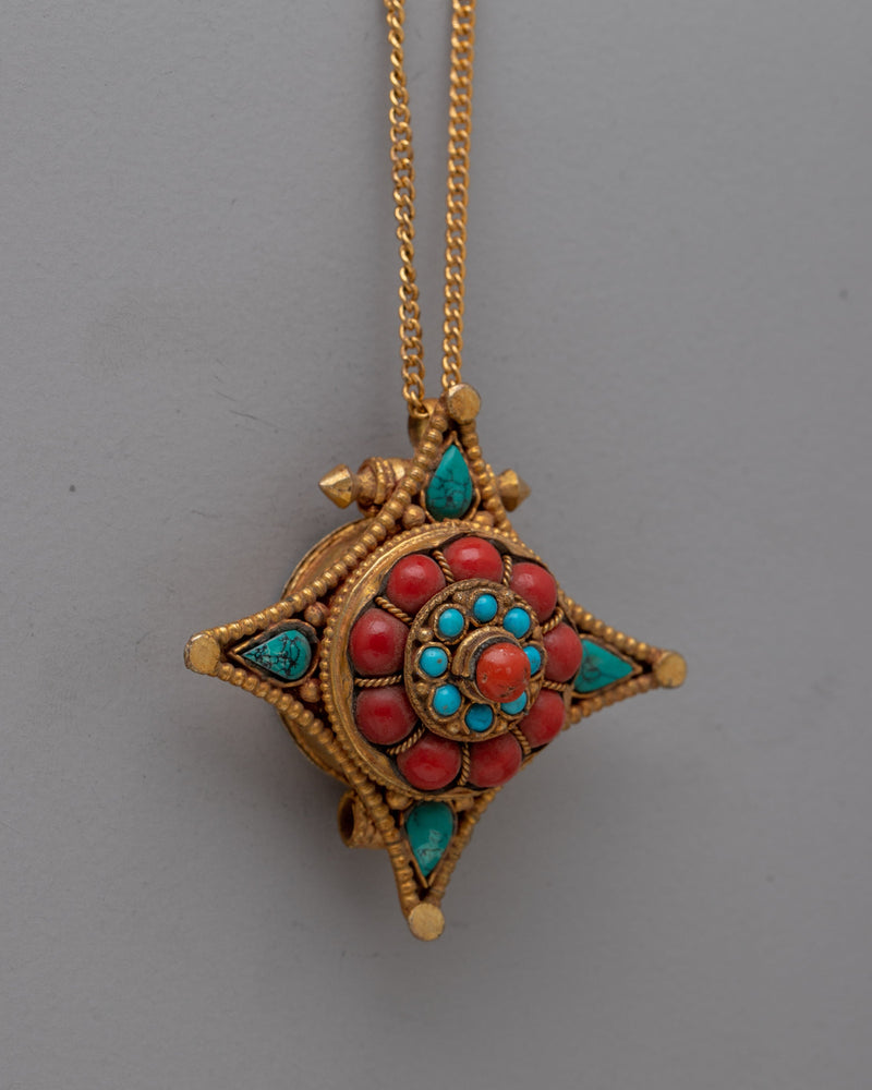 Handcrafted Tibetan Ghau Box Locket | Made in Nepal Prayer Ghau