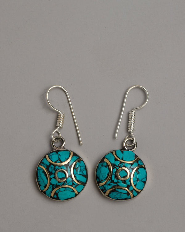 Silver Turquoise Earrings Set 