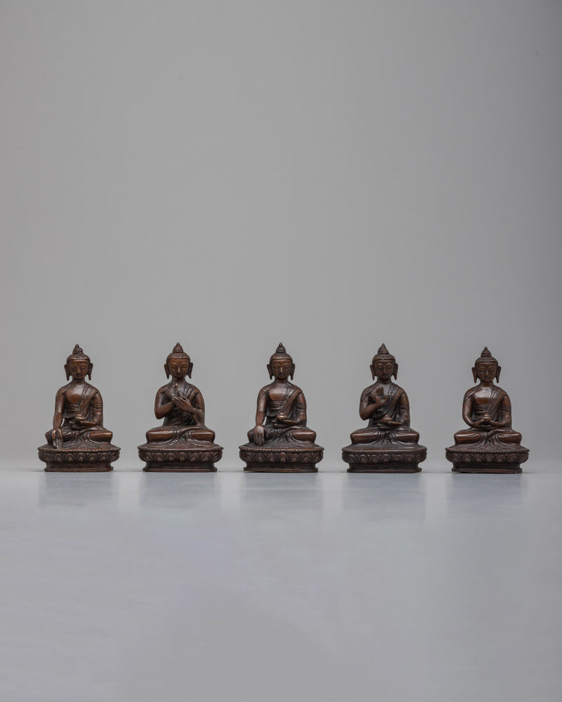 Set of Buddhas Statue | Aksobhya, Amitabha, Amoghasiddhi, Ratnasaṃbhava, Vairocana