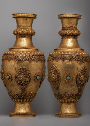 Auspicious Flower Vase Pair 