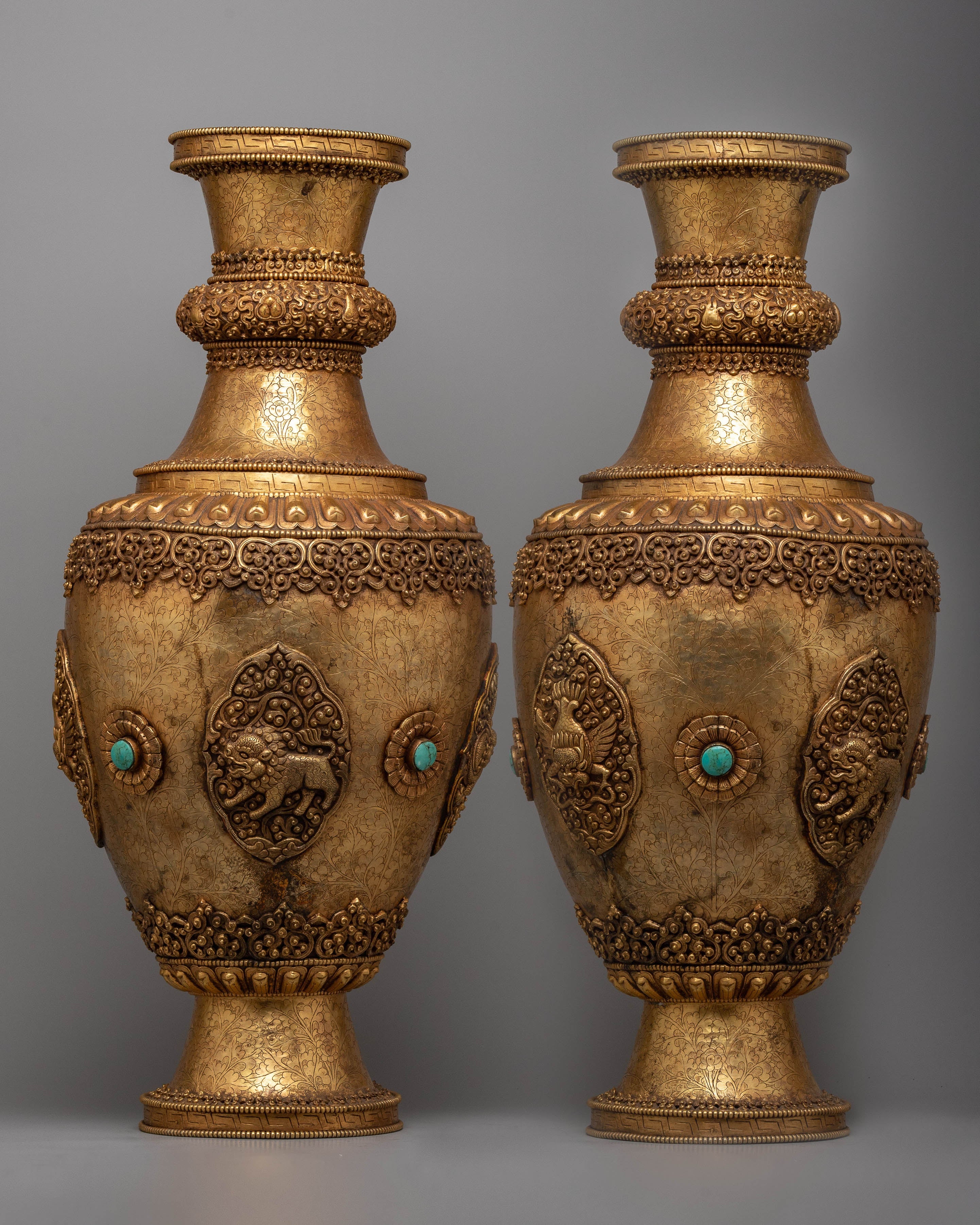 Auspicious Flower Vase Pair 