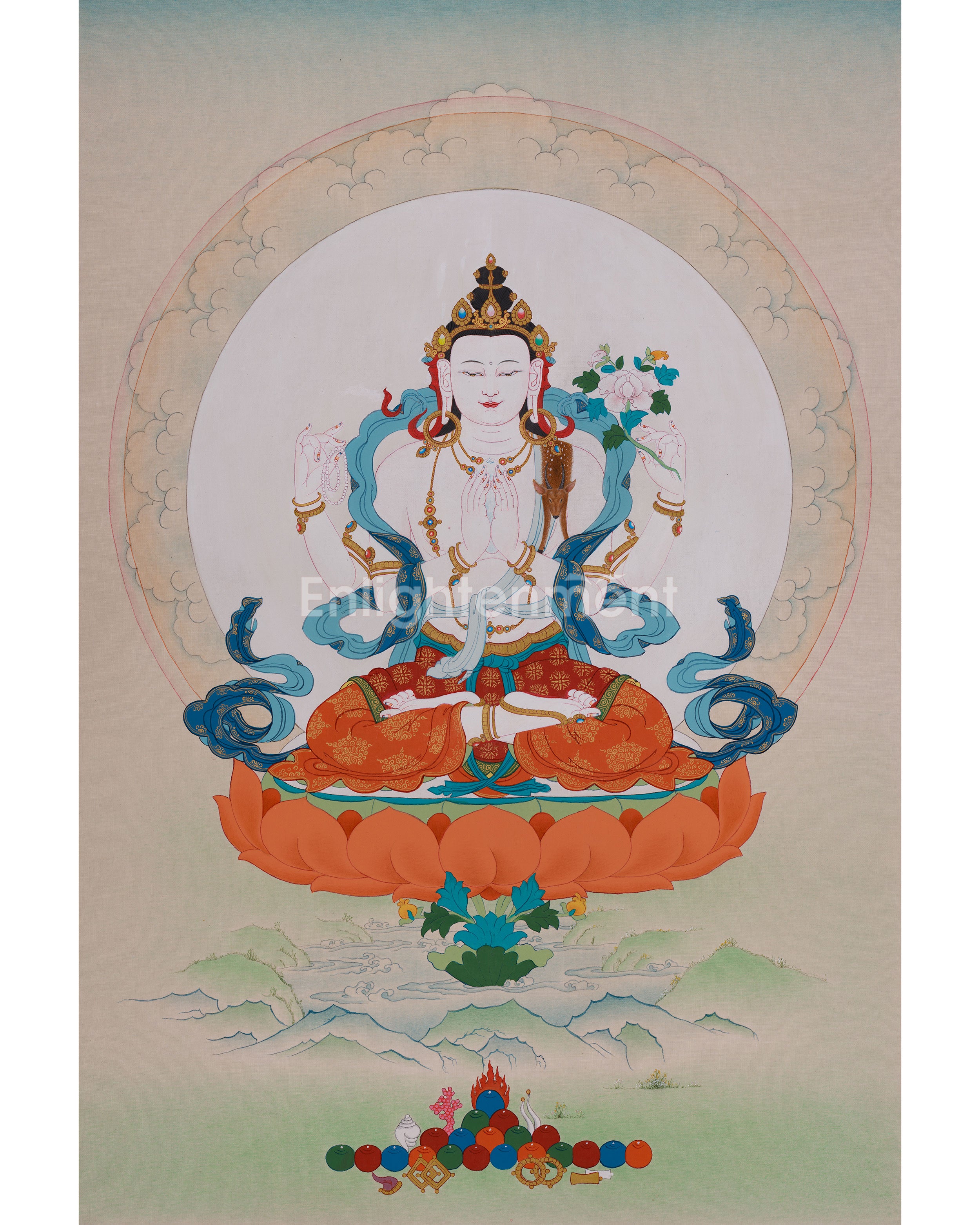 Four-Armed Chenrezig Sacred Thangka