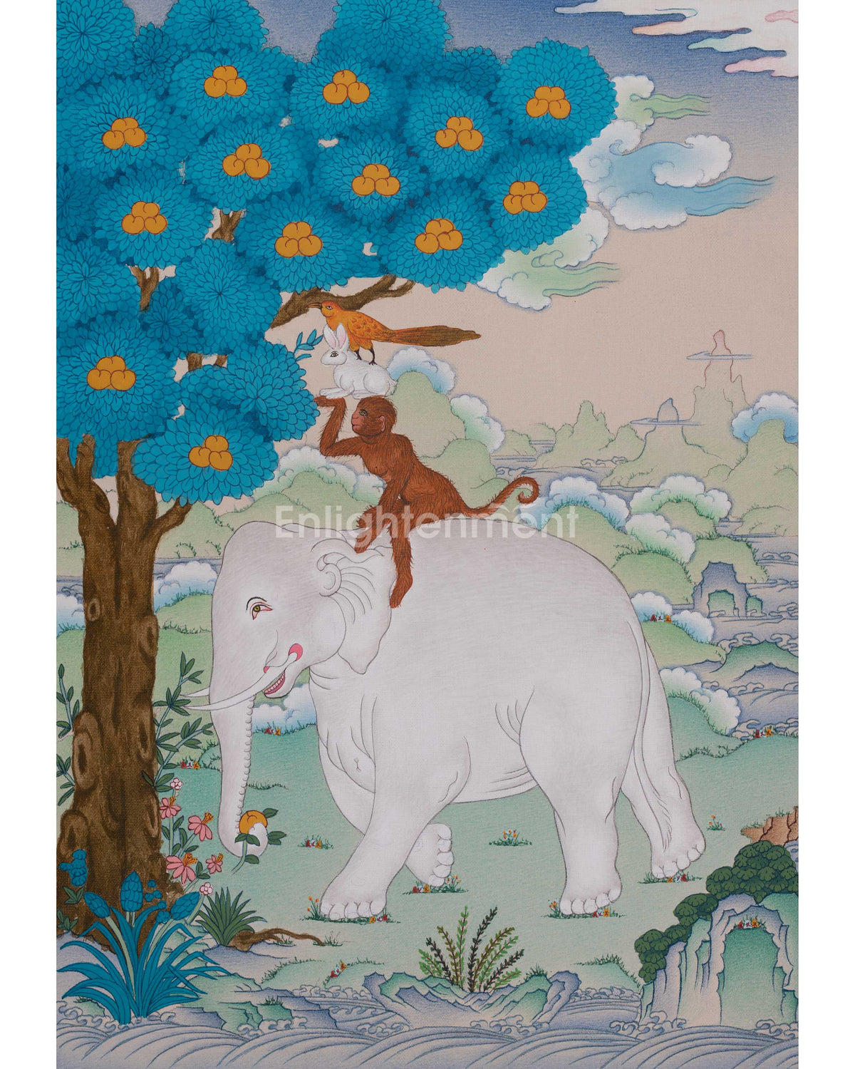 Four Harmonious Friends Buddhist Art
