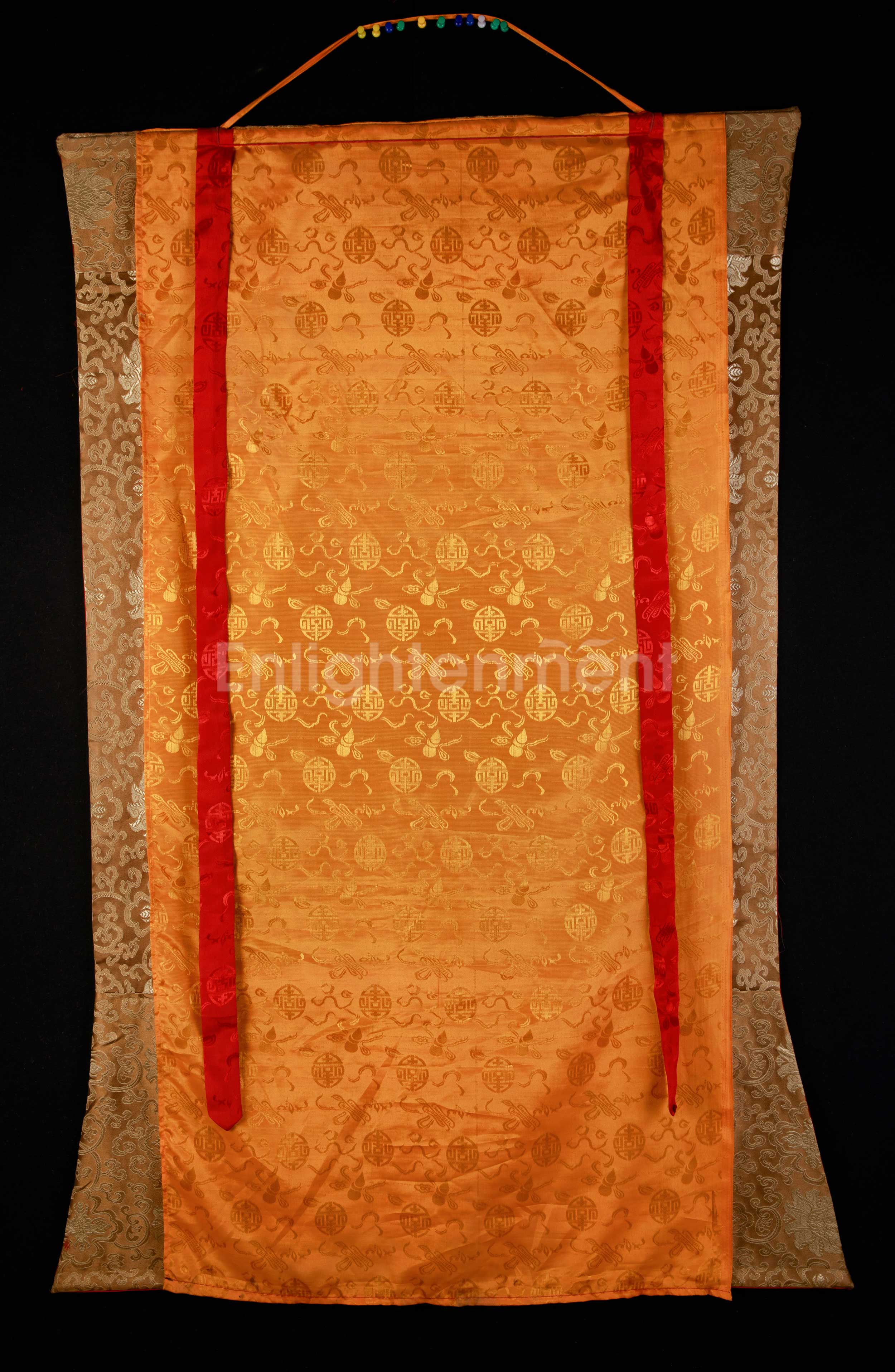Unique Gold-Embellished lokeswara Thangka | Brocade Mounted