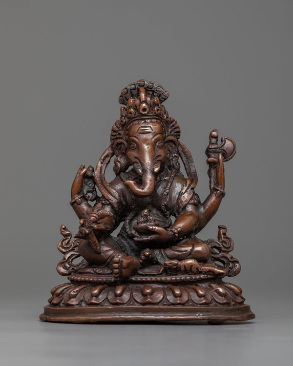 Ganesh Oxidized Copper Statue