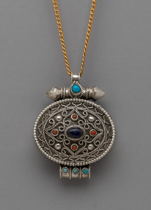 Handcrafted Ghau Prayer Box Pendant | Copper with Intricate Designs for Ritual Use