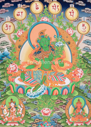 Handpainted Goddess Green Tara