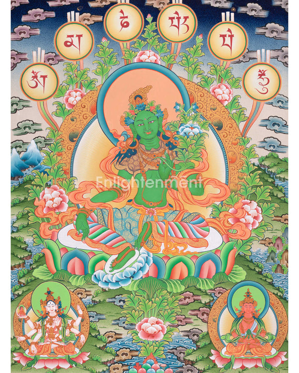 Handpainted Goddess Green Tara