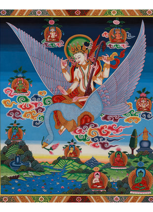 Goddess Saraswati Thangka