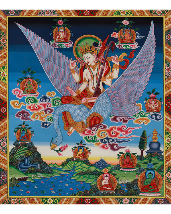 Goddess Saraswati Thangka