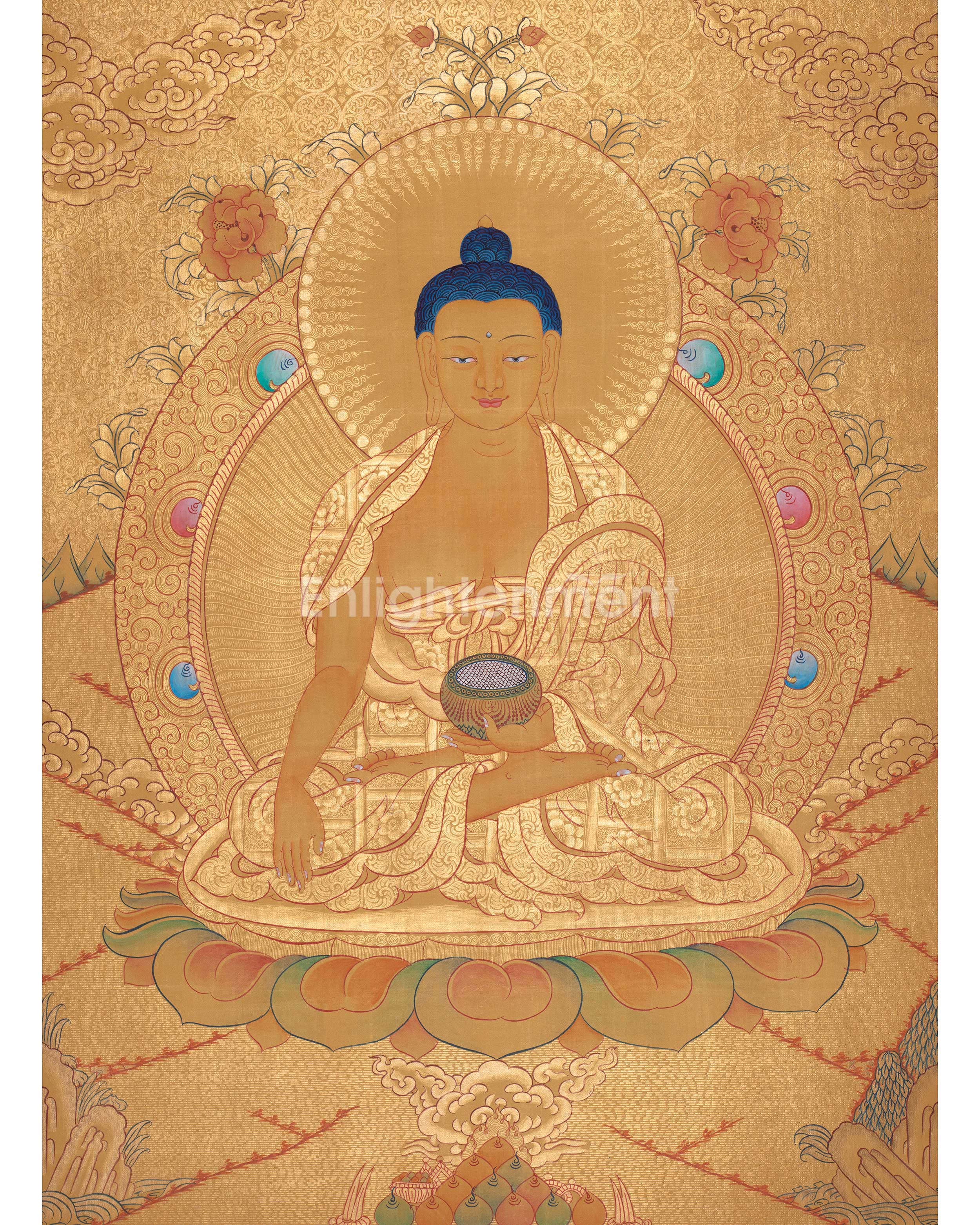 Gold Shakyamuni Buddha Thangka