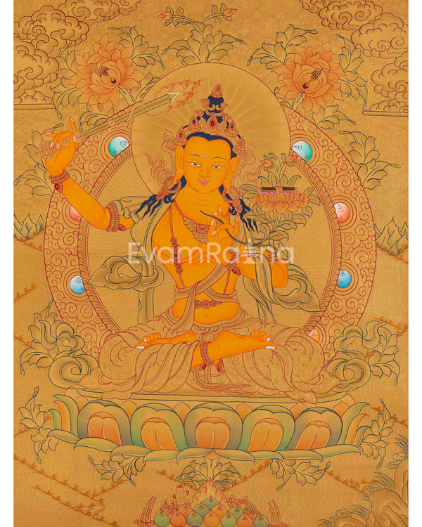 Gold Style Manjushri Thangka