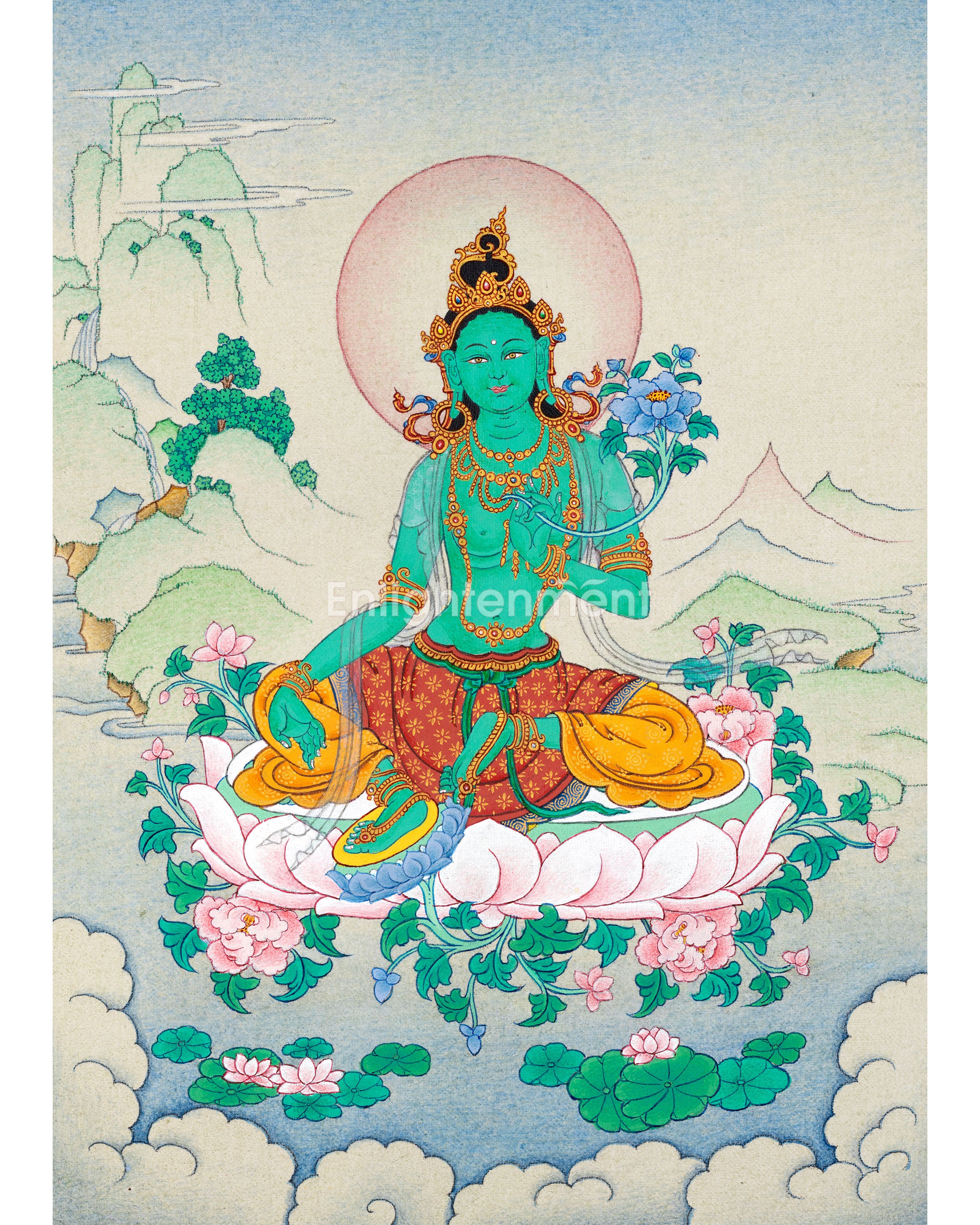 Small Green Tara Thangka Art