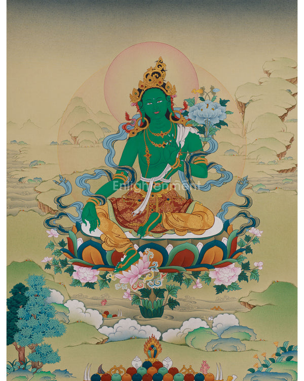 Green Tara Thangka | The Compassionate Protector and Savior