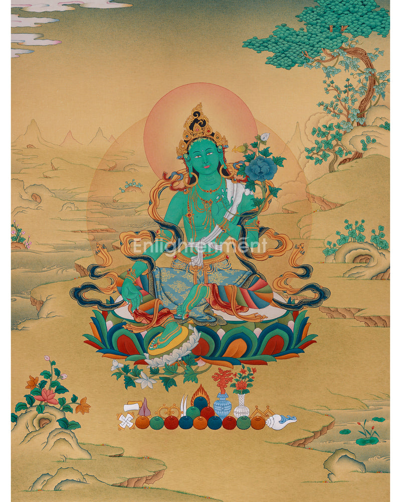 Majestic Green Tara | Mother Of All Buddhas Thangka