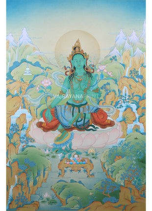 Green Tara Thangka Print 