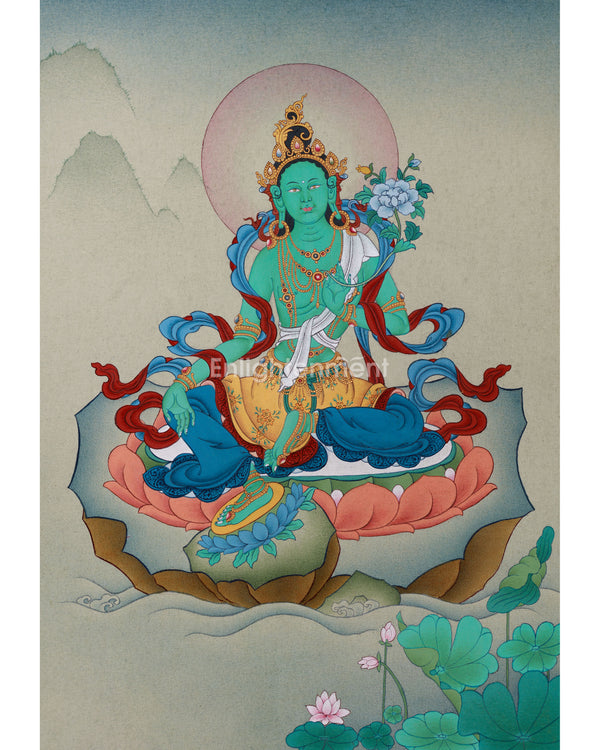 Elegant Green Tara Figure | Female Bodhisattva