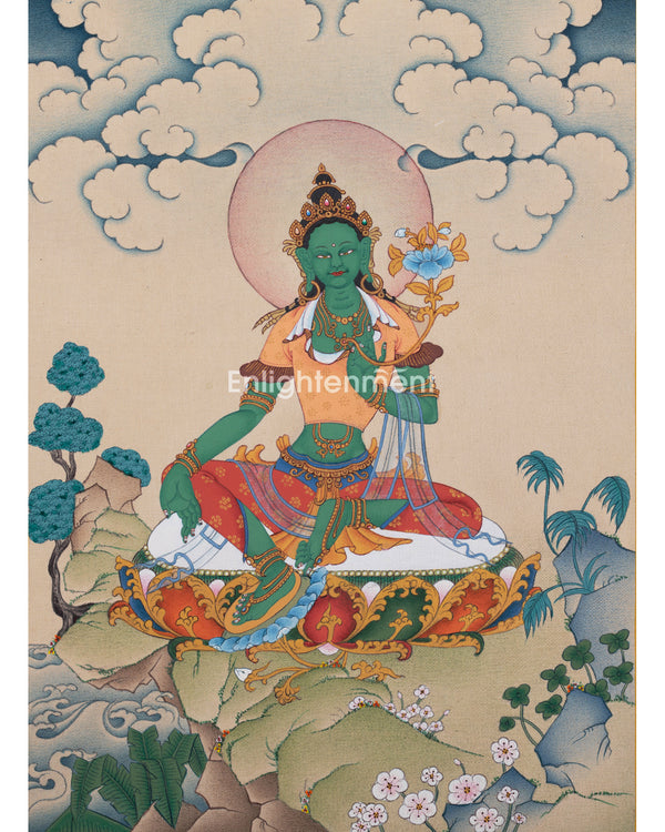 Thangka of Green Tara Goddess 