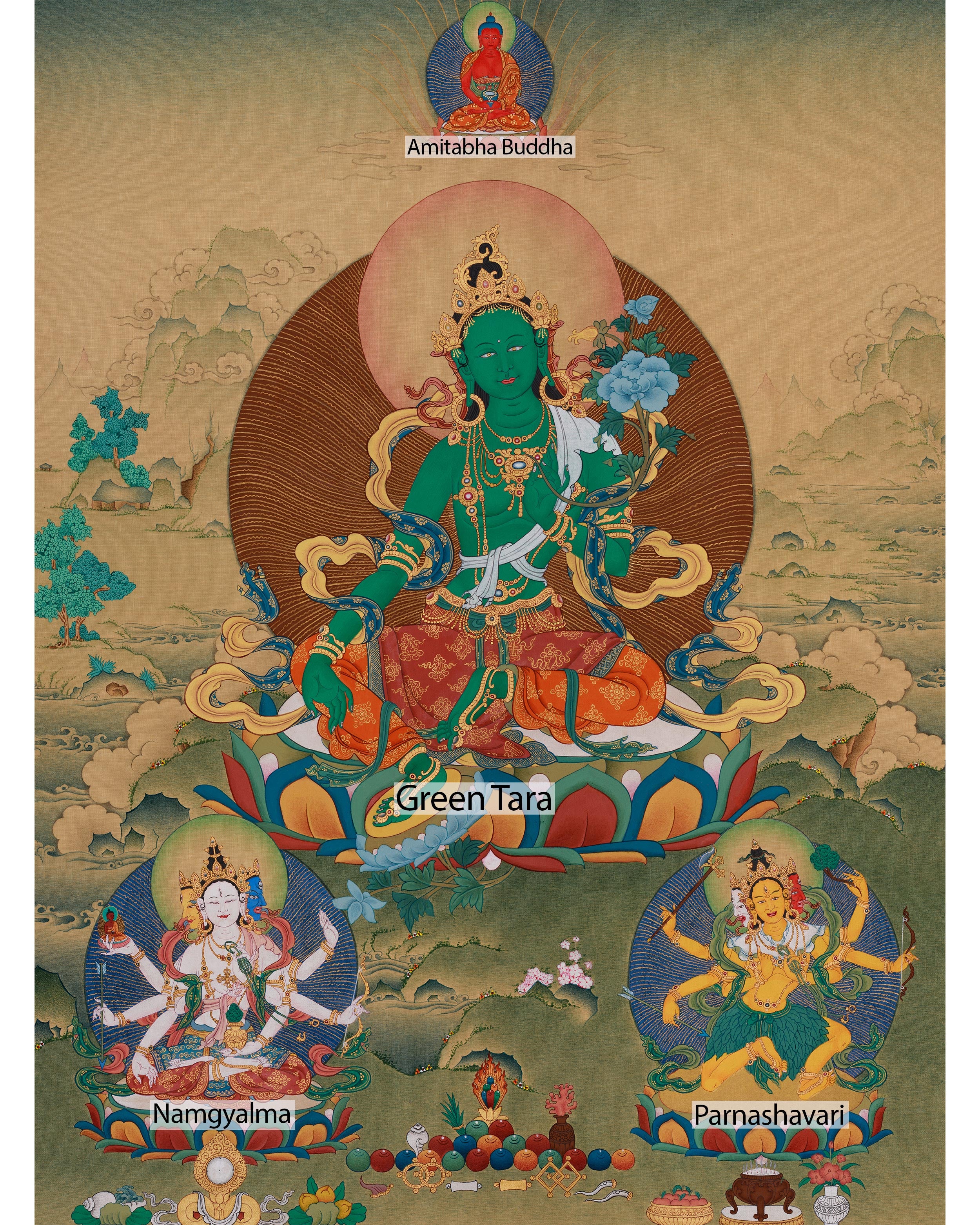 Protection of Bodhisattva Green Tara | Lhasa Stone Colors