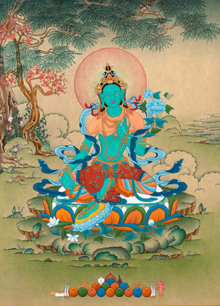 Green Tara Meditation Thangka | Deity of Compassion | Tibetan Art