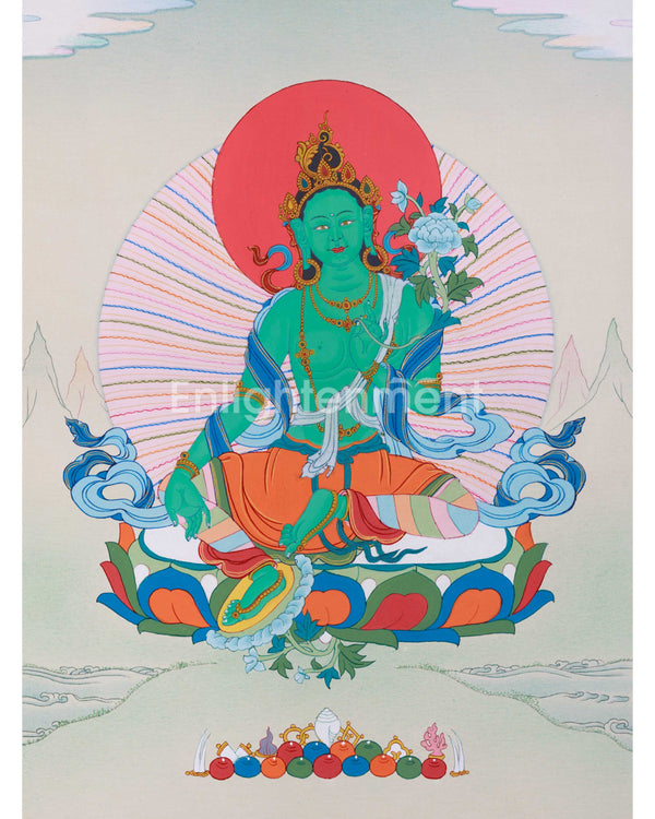 Green Tara Thangka, Traditional Art