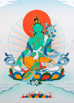 Mother Green Tara Thangka | Traditional Female Buddha