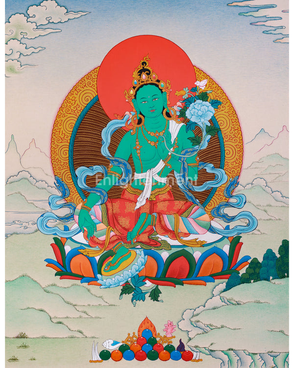 Mother Green Tara Thangka | The Female Bodhisattva