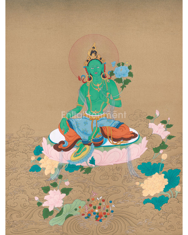 Sgrol-ljang (Green Tara) Thangka - Tibetan Goddess of Wisdom