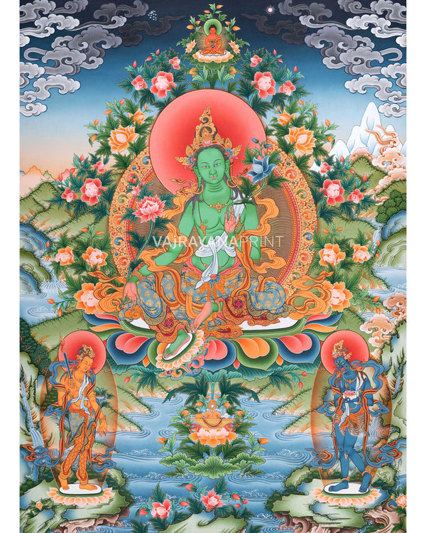 Green Tara Thangka Print