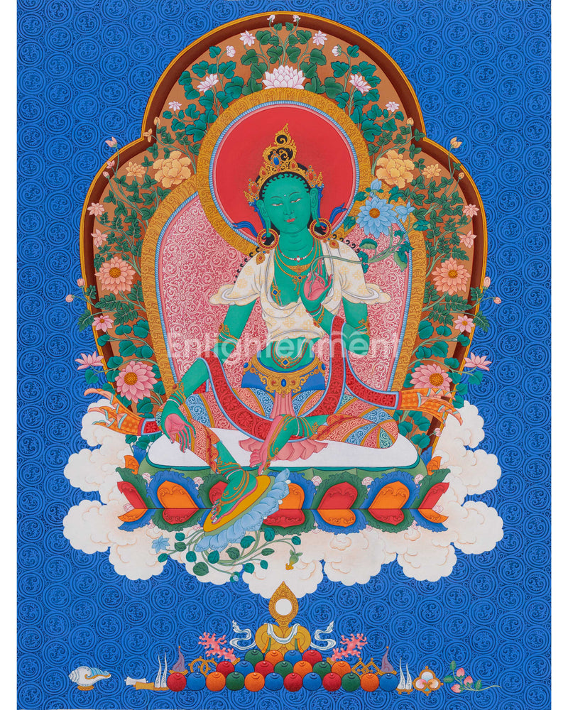 Exceptional Green Tara Thangka from Enlightenment Studio