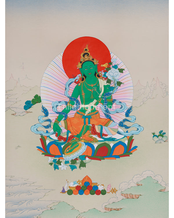 Mother Tara’s Blessings: Beautiful Goddess Tara Painting for Meditation Spaces