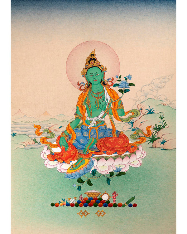 Green Tara | Tibetan Thangka Painting